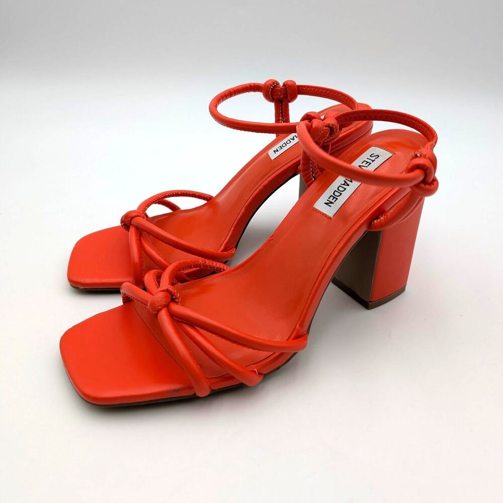 Steve Madden Tokio Knot Block Heel Sandals Women's Orange Size US8.5 EU39